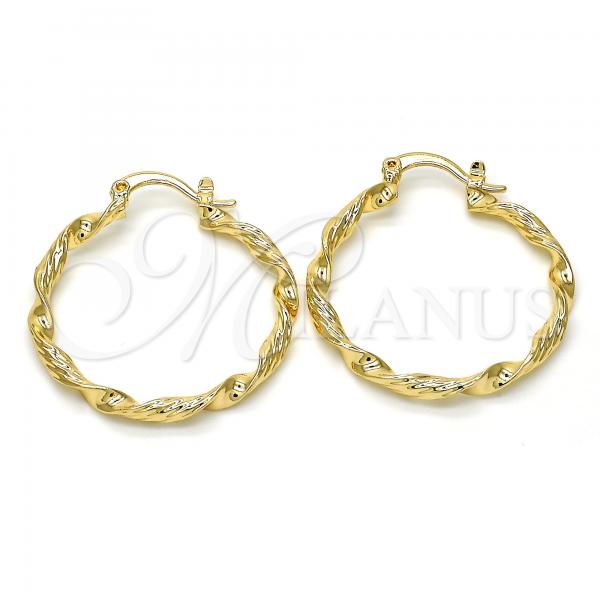 Oro Laminado Medium Hoop, Gold Filled Style Diamond Cutting Finish, Golden Finish, 02.170.0208.1.30