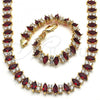 Oro Laminado Necklace and Bracelet, Gold Filled Style with Garnet and White Cubic Zirconia, Polished, Golden Finish, 06.284.0012.3