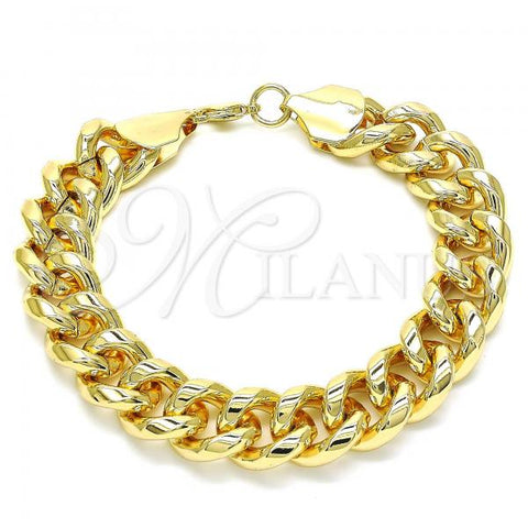 Oro Laminado Basic Bracelet, Gold Filled Style Miami Cuban Design, Polished, Golden Finish, 03.331.0142.09