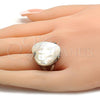 Stainless Steel Multi Stone Ring, Heart Design, with Ivory Mother of Pearl, Polished, Steel Finish, 01.235.0004.1.07 (Size 7)