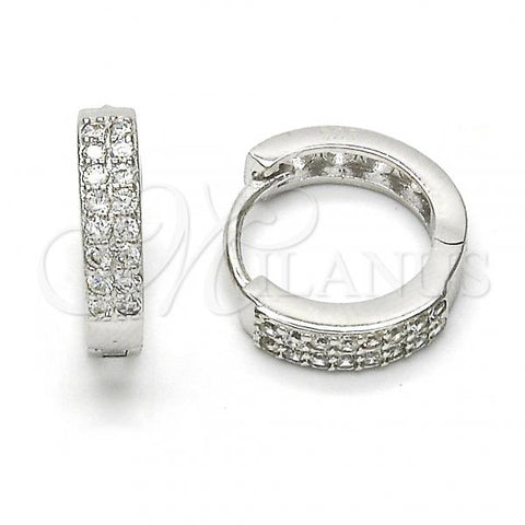Sterling Silver Huggie Hoop, with White Cubic Zirconia, Polished, Rhodium Finish, 02.174.0057.15
