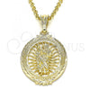 Oro Laminado Fancy Pendant, Gold Filled Style San Judas Design, Polished, Tricolor, 05.351.0088