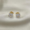 Oro Laminado Stud Earring, Gold Filled Style with White Cubic Zirconia, Polished, Golden Finish, 5.128.027