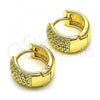 Oro Laminado Huggie Hoop, Gold Filled Style with Amethyst and White Micro Pave, Polished, Golden Finish, 02.210.0039.10.15