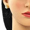 Oro Laminado Stud Earring, Gold Filled Style Diamond Cutting Finish, Golden Finish, 02.100.0122