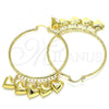 Oro Laminado Large Hoop, Gold Filled Style Heart Design, Diamond Cutting Finish, Golden Finish, 02.380.0022.1.50