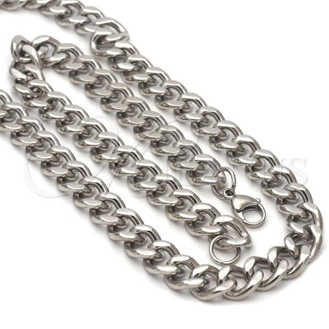 Stainless Steel Necklace and Bracelet, Steel Finish, 04.113.1737