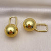 Oro Laminado Dangle Earring, Gold Filled Style Ball Design, Polished, Golden Finish, 02.368.0086