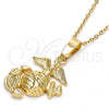 Oro Laminado Fancy Pendant, Gold Filled Style Anchor Design, Diamond Cutting Finish, Golden Finish, 5.186.023