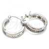 Rhodium Plated Small Hoop, with Multicolor Micro Pave, Polished, Rhodium Finish, 02.210.0270.7.20