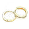 Oro Laminado Huggie Hoop, Gold Filled Style with White Cubic Zirconia, Polished, Golden Finish, 02.195.0109.15