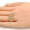 Oro Laminado Multi Stone Ring, Gold Filled Style Infinite Design, with White Micro Pave, Polished, Two Tone, 01.99.0033.07 (Size 7)
