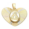 Oro Laminado Religious Pendant, Gold Filled Style Jesus Design, Diamond Cutting Finish, Tricolor, 5.194.012