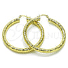 Oro Laminado Large Hoop, Gold Filled Style Hollow Design, Diamond Cutting Finish, Golden Finish, 02.213.0309.50