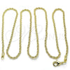 Oro Laminado Basic Necklace, Gold Filled Style Rope Design, Polished, Golden Finish, 5.222.036.28
