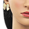 Oro Laminado Stud Earring, Gold Filled Style Bow Design, Polished, Golden Finish, 02.60.0158