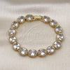 Oro Laminado Tennis Bracelet, Gold Filled Style with White Cubic Zirconia, Polished, Golden Finish, 03.424.0004.07