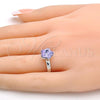 Rhodium Plated Multi Stone Ring, Flower Design, with Violet Swarovski Crystals, Polished, Rhodium Finish, 01.239.0010.1 (One size fits all)