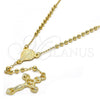 Gold Tone Thin Rosary, Altagracia and Crucifix Design, Polished, Golden Finish, 09.213.0002.18.GT
