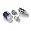 Rhodium Plated Stud Earring, Elephant Design, with Sapphire Blue and White Cubic Zirconia, Polished, Rhodium Finish, 02.210.0159.6