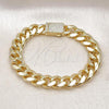 Oro Laminado Fancy Bracelet, Gold Filled Style Chunky Design, with White Micro Pave, Polished, Golden Finish, 03.156.0041.07