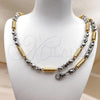 Stainless Steel Necklace and Bracelet, Ball Design, Polished, Two Tone, 06.363.0061.1