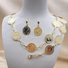 Oro Laminado Necklace, Bracelet and Earring, Gold Filled Style Rolo Design, Polished, Golden Finish, 06.372.0076