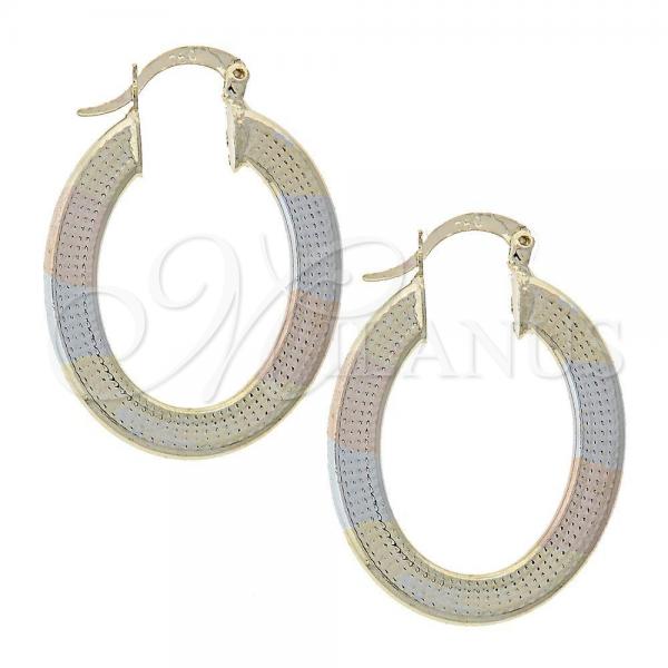 Oro Laminado Medium Hoop, Gold Filled Style Diamond Cutting Finish, Tricolor, 5.148.013.1