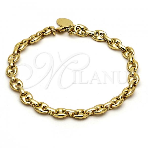 Oro Laminado Basic Bracelet, Gold Filled Style Puff Mariner Design, Polished, Golden Finish, 04.63.1310.08