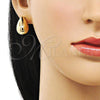 Oro Laminado Stud Earring, Gold Filled Style Chunky and Hollow Design, Polished, Golden Finish, 02.163.0321