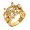 Oro Laminado Multi Stone Ring, Gold Filled Style with White Cubic Zirconia, Polished, Golden Finish, 01.260.0001.07.GT (Size 7)