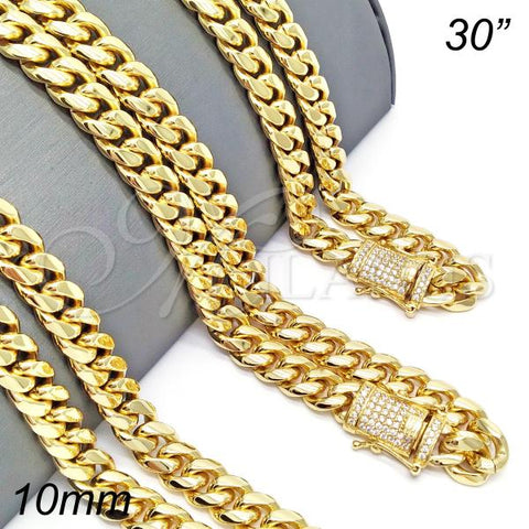Oro Laminado Basic Necklace, Gold Filled Style Chunky Design, with White Cubic Zirconia, Polished, Golden Finish, 03.278.0005.30