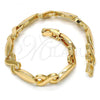 Oro Laminado Fancy Bracelet, Gold Filled Style Hugs and Kisses Design, Polished, Golden Finish, 03.210.0037.08
