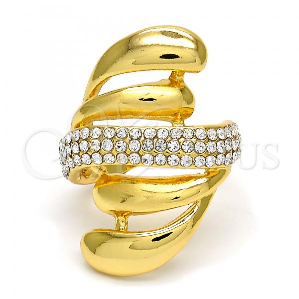 Oro Laminado Multi Stone Ring, Gold Filled Style with White Crystal, Polished, Golden Finish, 01.241.0041.08 (Size 8)