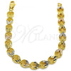 Oro Laminado Fancy Bracelet, Gold Filled Style Heart and Teardrop Design, Polished, Tricolor, 03.100.0053.1.08