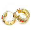 Oro Laminado Small Hoop, Gold Filled Style with Multicolor Cubic Zirconia, Polished, Golden Finish, 02.210.0302.4.20