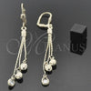 Oro Laminado Long Earring, Gold Filled Style with  Cubic Zirconia, Golden Finish, 5.109.007