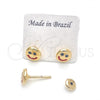Oro Laminado Stud Earring, Gold Filled Style White Polished, Golden Finish, 02.02.0507