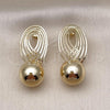 Oro Laminado Stud Earring, Gold Filled Style Ball Design, Polished, Golden Finish, 02.385.0063