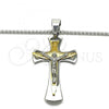 Stainless Steel Pendant Necklace, Crucifix Design, Polished, Two Tone, 04.116.0030.30