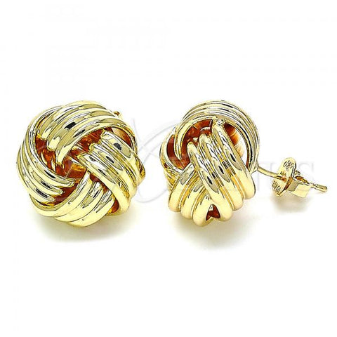 Oro Laminado Stud Earring, Gold Filled Style Love Knot Design, Polished, Golden Finish, 02.63.2700