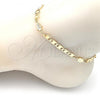Oro Laminado Fancy Anklet, Gold Filled Style Mariner and Hand Design, Polished, Golden Finish, 03.63.2274.10