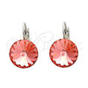 Rhodium Plated Leverback Earring, with Padparadscha Swarovski Crystals, Polished, Rhodium Finish, 02.239.0005.4