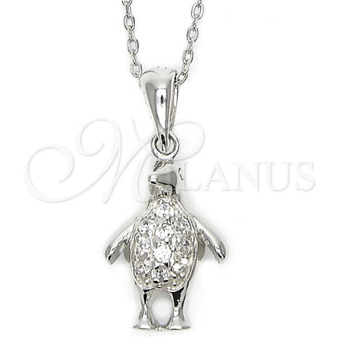 Sterling Silver Fancy Necklace, with White Cubic Zirconia, Polished, Silver Finish, 10.174.0156.18