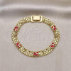 Oro Laminado Fancy Bracelet, Gold Filled Style Elephant Design, Red Enamel Finish, Golden Finish, 03.213.0156.08