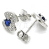 Sterling Silver Stud Earring, with Sapphire Blue and White Cubic Zirconia, Polished, Rhodium Finish, 02.369.0006.3
