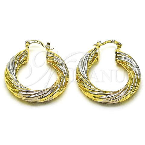 Oro Laminado Medium Hoop, Gold Filled Style and Hollow Polished, Tricolor, 02.170.0347.30