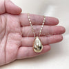 Oro Laminado Fancy Necklace, Gold Filled Style Teardrop and Guadalupe Design, Polished, Golden Finish, 04.253.0023.18