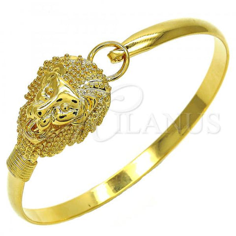 Oro Laminado Individual Bangle, Gold Filled Style Lion Design, Polished, Golden Finish, 07.192.0033.04 (05 MM Thickness, Size 4 - 2.25 Diameter)