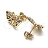 Oro Laminado Stud Earring, Gold Filled Style Butterfly Design, with Garnet and White Micro Pave, Polished, Golden Finish, 02.26.0289.1